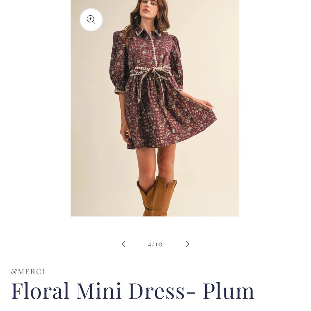 Elegant Floral Burgundy Mini Dress